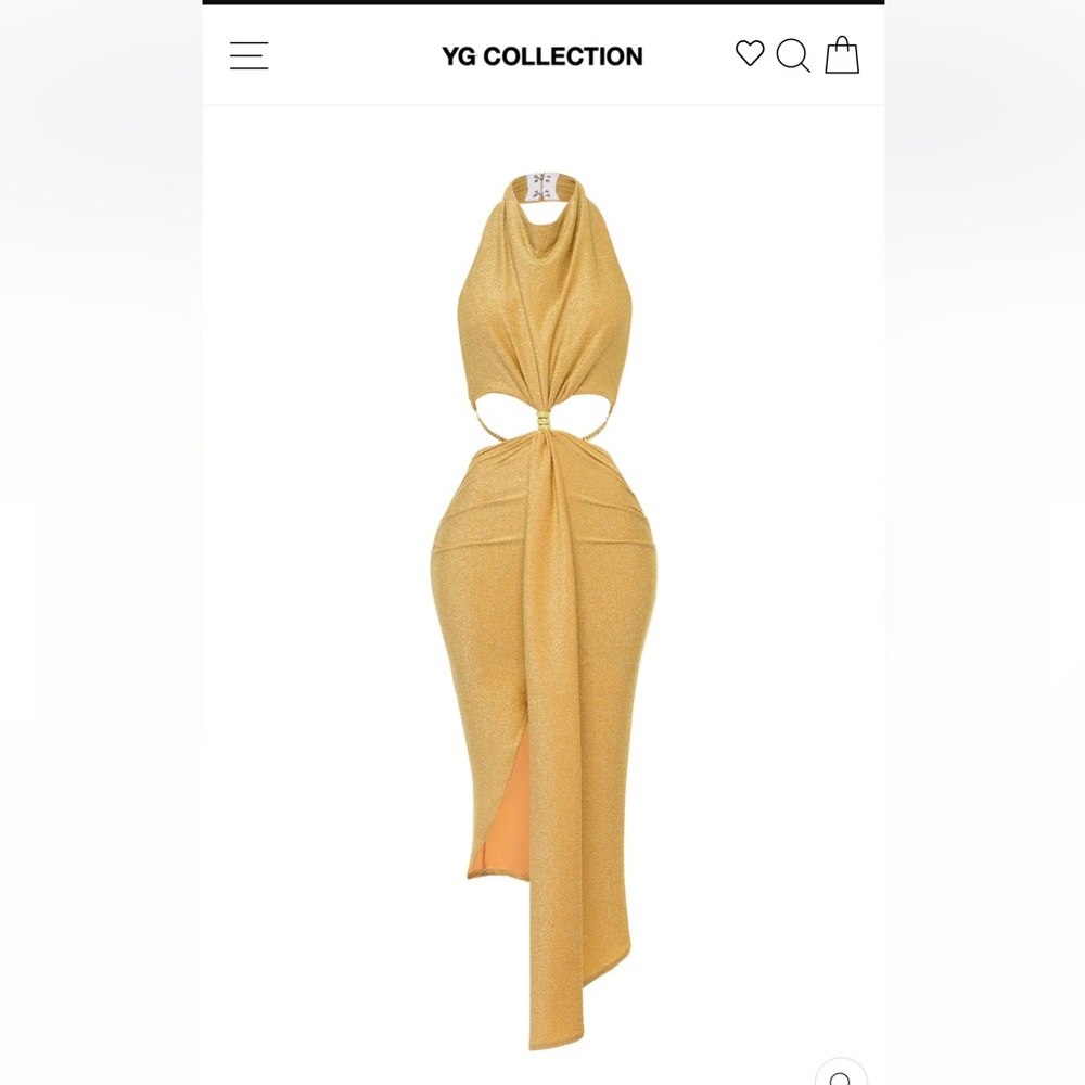 GORGEOUS GENIE HALTER GOLD DRESS YG COLLECTION